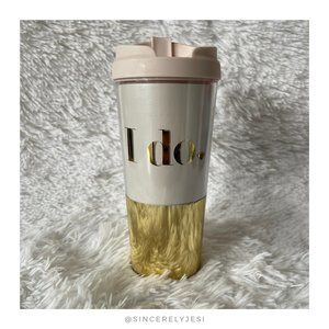 Kate Spade ▪ Blush Pink, White and Metallic Gold "I Do" Thermal Travel Tumbler